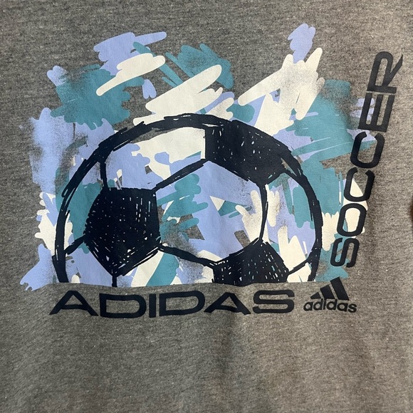 Adidas Gray Tee with Soccer Design - Picture 3 of 5